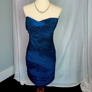 Blue strapless contour dress